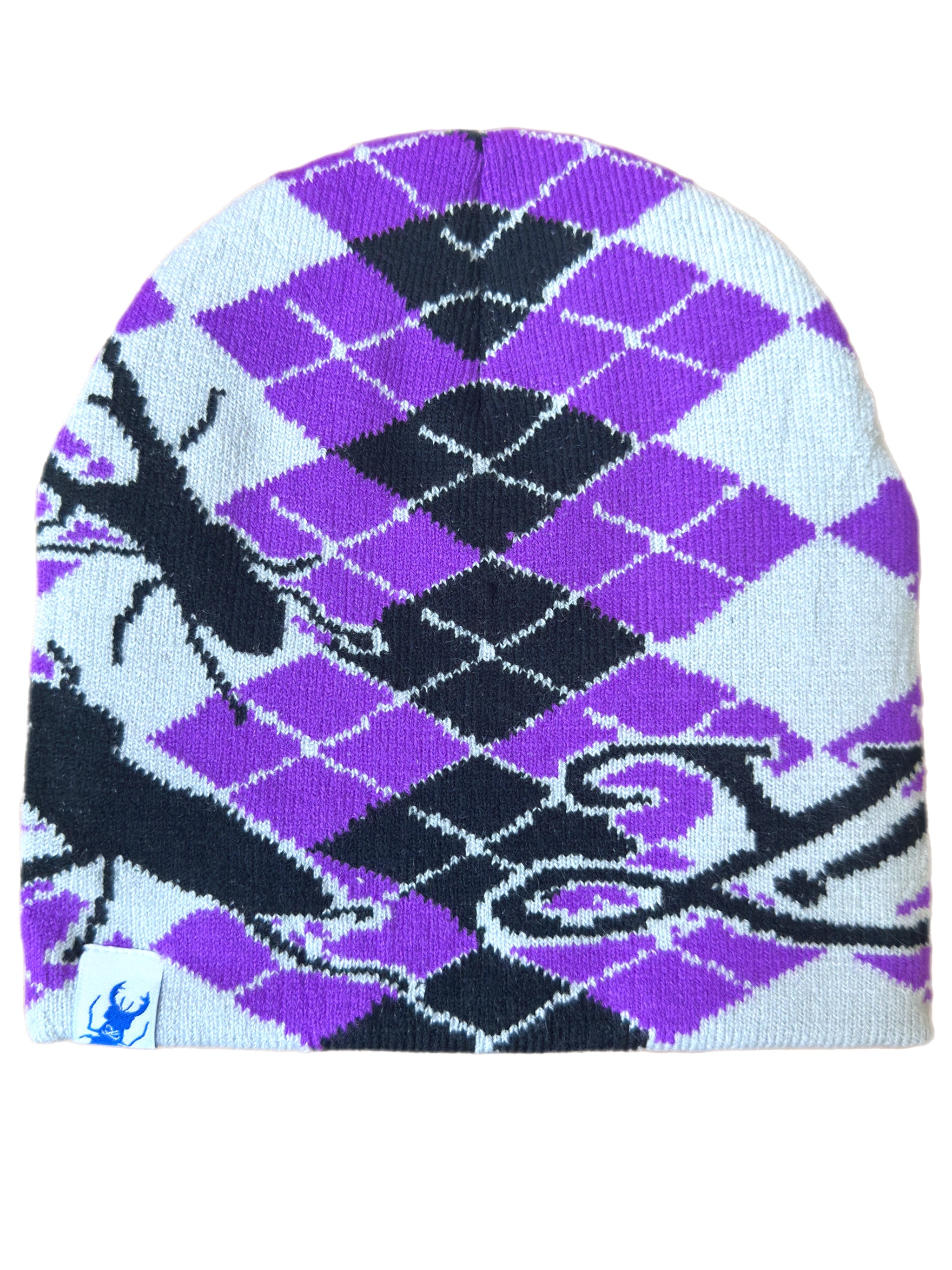 Stag Beetle Argyle Beanie (Purple)