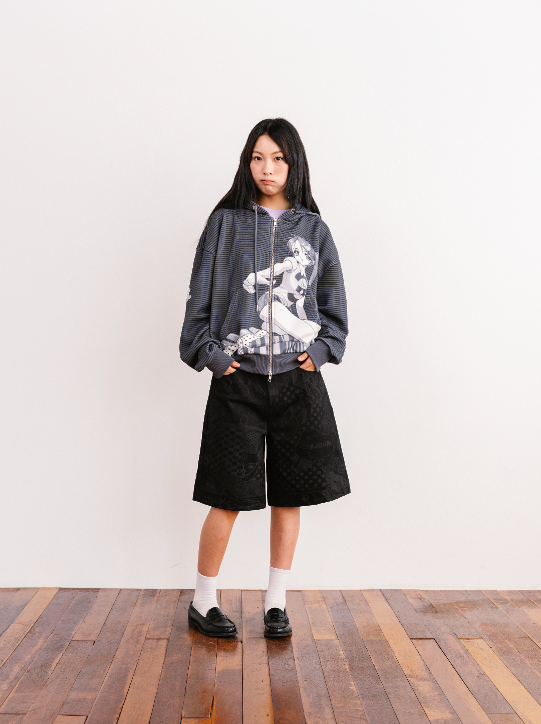 Y004125 Thin Stripe Hoodie (Monochrome)