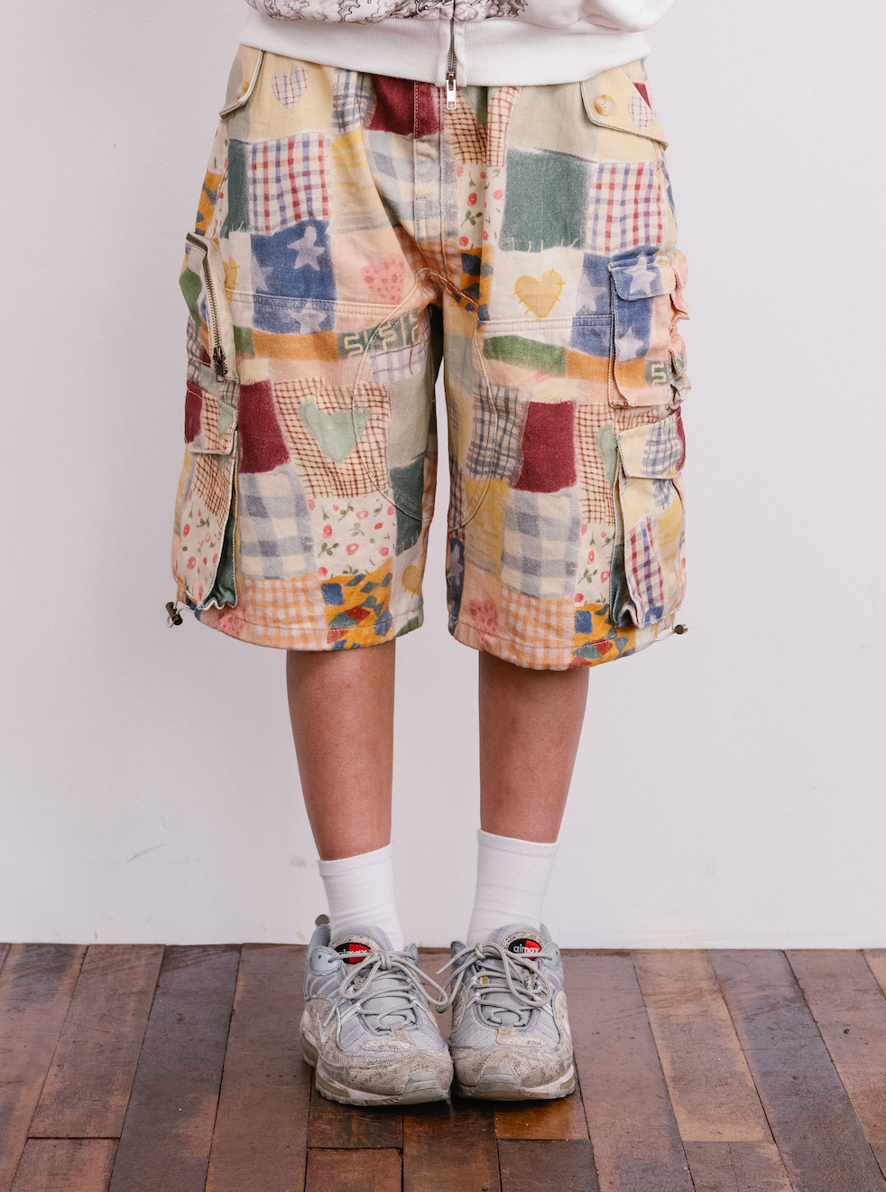 Y004525 Patchwork Print Cargo Shorts