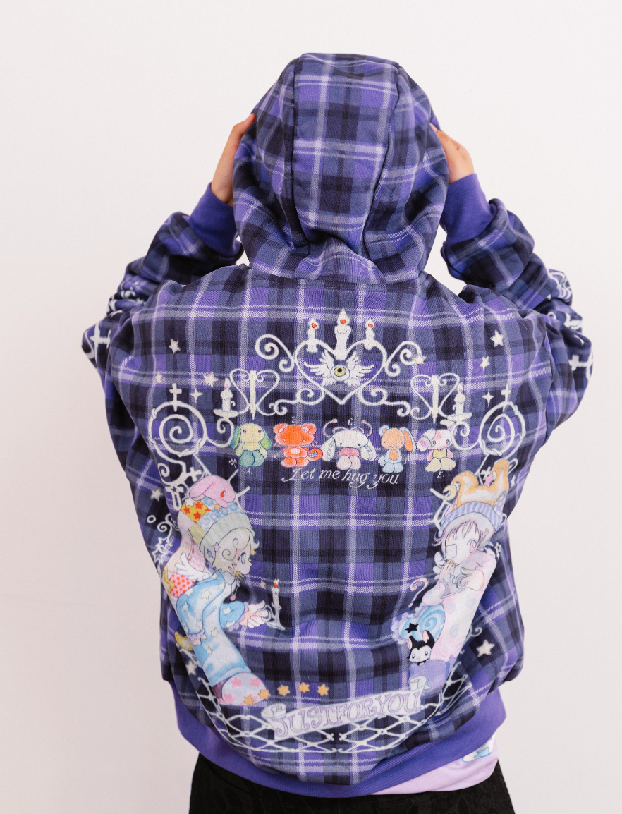 Y004825 ‘Sleep Angels’ Full Zip Plaid Hoodie
