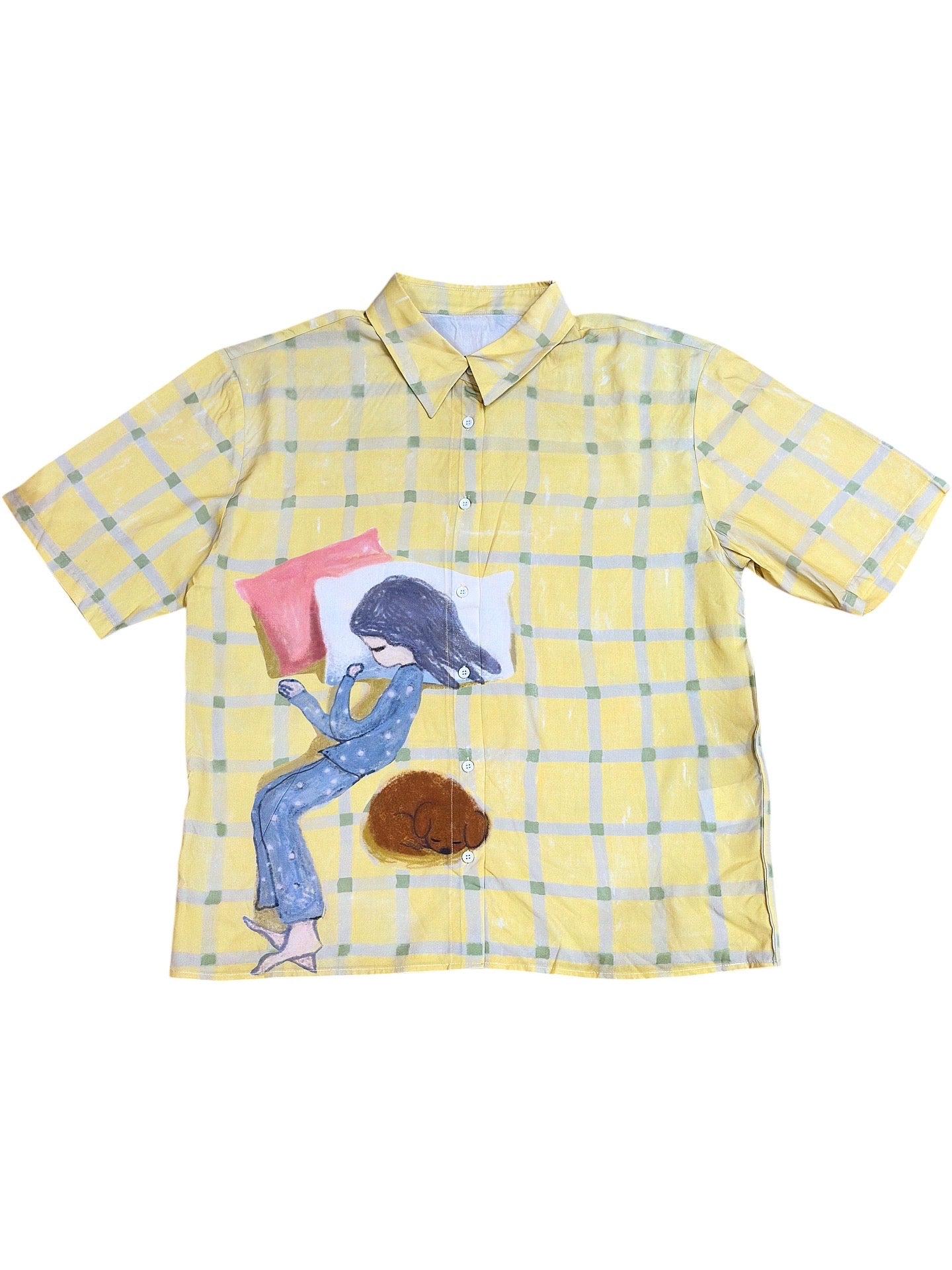 Y005425 Napping Dog Rayon Shirt
