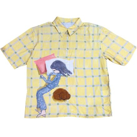 Y005425 Napping Dog Rayon Shirt