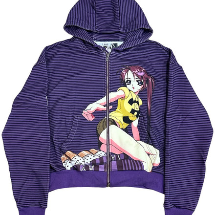 Y004225 Thin Stripe Hoodie (Purple)