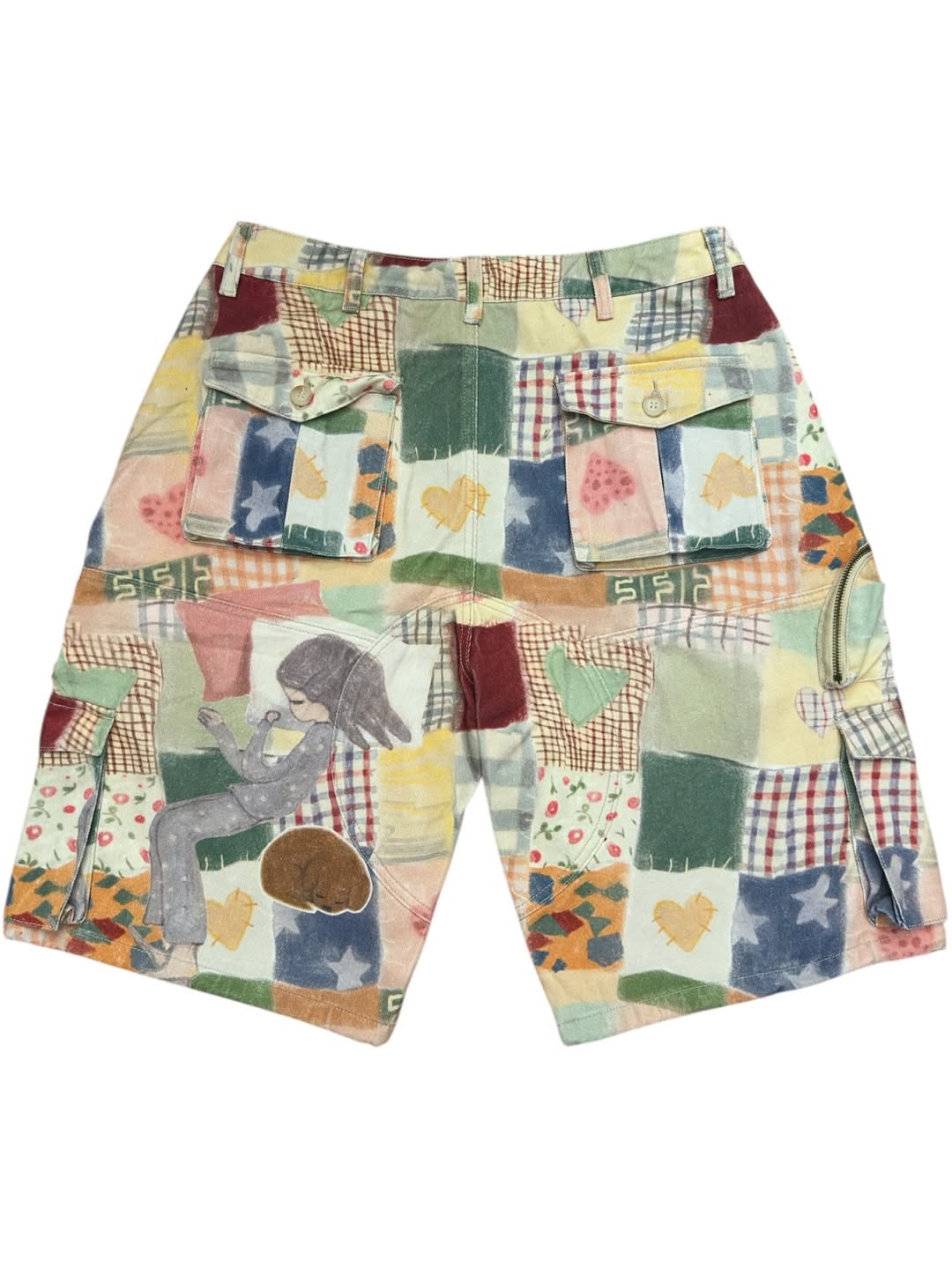 Y004525 Patchwork Print Cargo Shorts