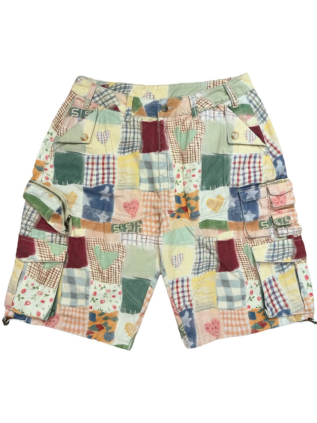 Y004525 Patchwork Print Cargo Shorts