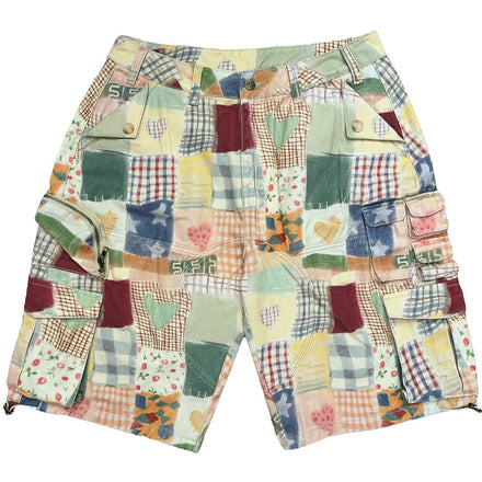 Y004525 Patchwork Print Cargo Shorts