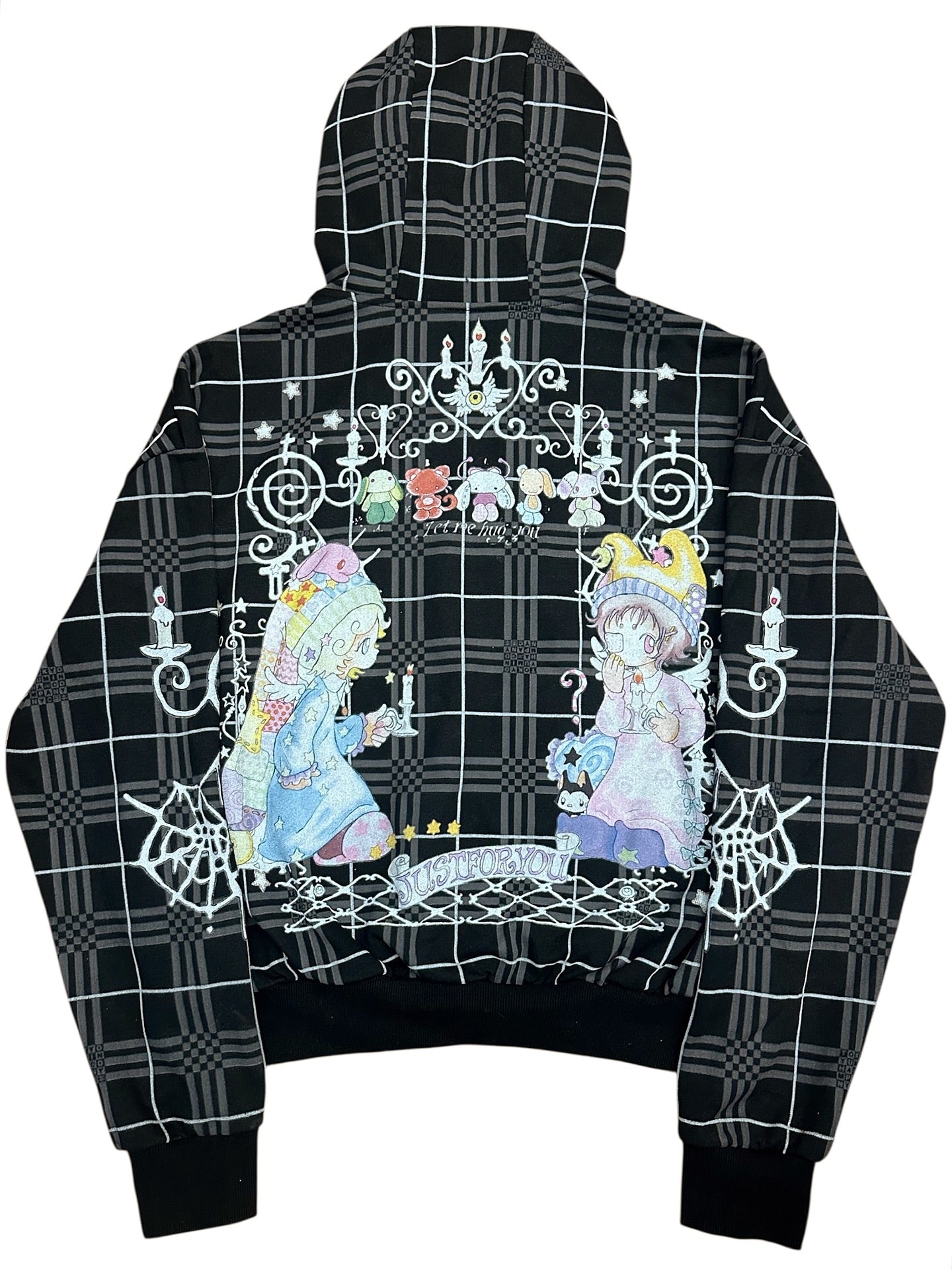 Tokyo Plaid Sleep Angels Hoodie, back